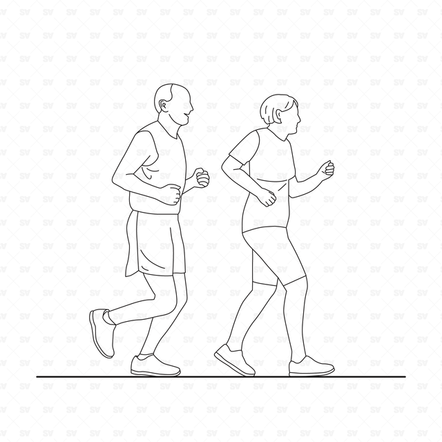 CAD and Vector Elderly People Set
