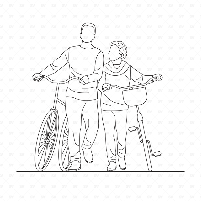 CAD and Vector Elderly People Set