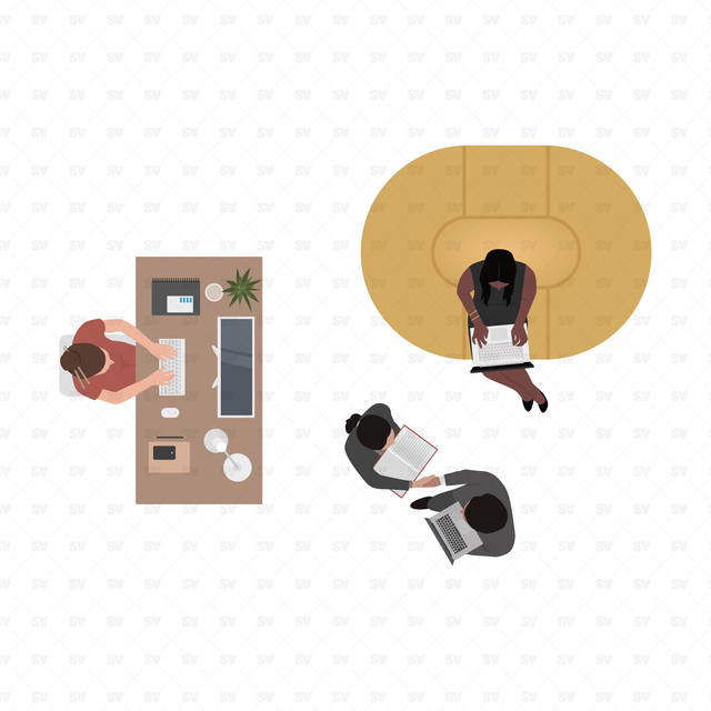 Vector, PNG Office People in Top View Set