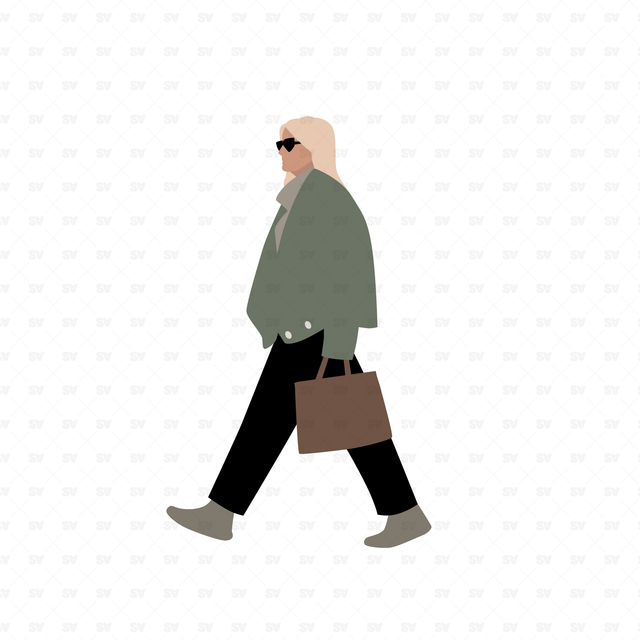 Vector, PNG Pedestrians in Front and Side View