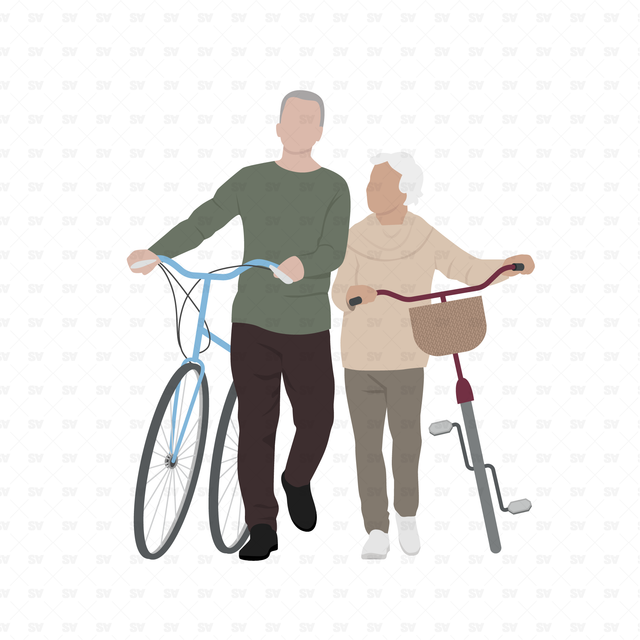 Vector, PNG Old People in Front and Side View