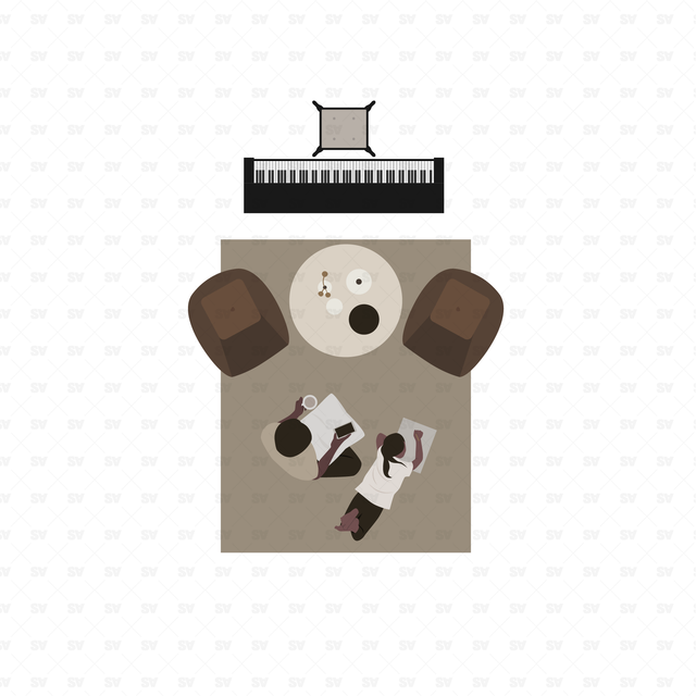 Vector, PNG Living Room Furniture in Top View