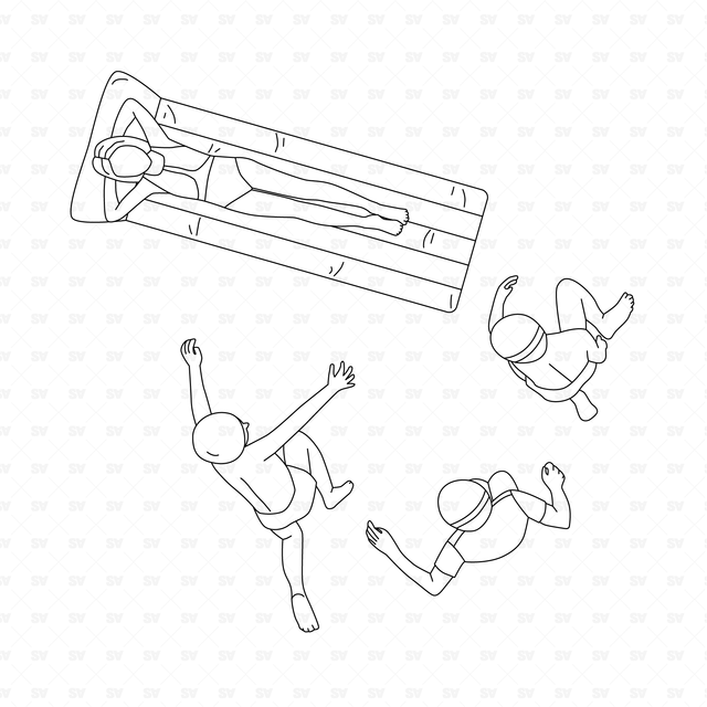 CAD & Vector People on Vacation Set (Top view)