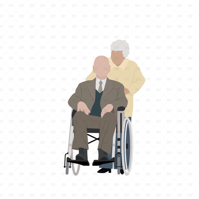 Vector, PNG Old People in Front and Side View
