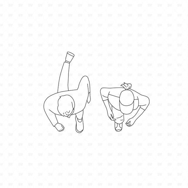 CAD & Vector People Doing Sports (Top view)