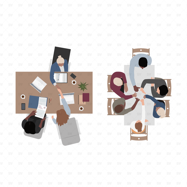 Vector, PNG Office People in Top View Set