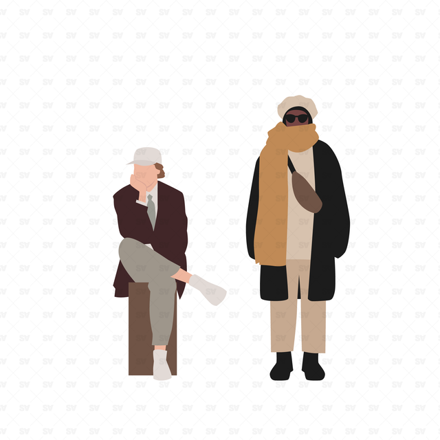 Vector, PNG Pedestrians in Front and Side View