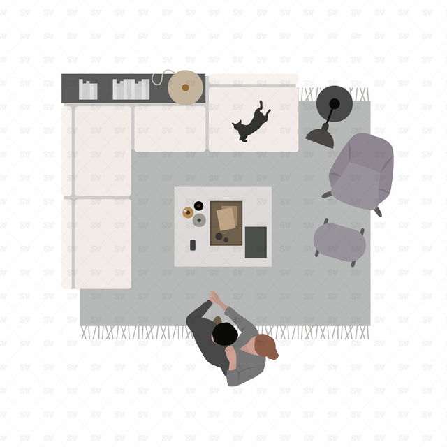 Vector, PNG Living Room Furniture in Top View