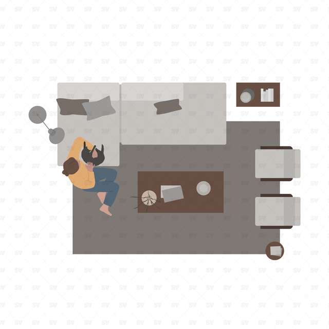 Vector, PNG Living Room Furniture in Top View