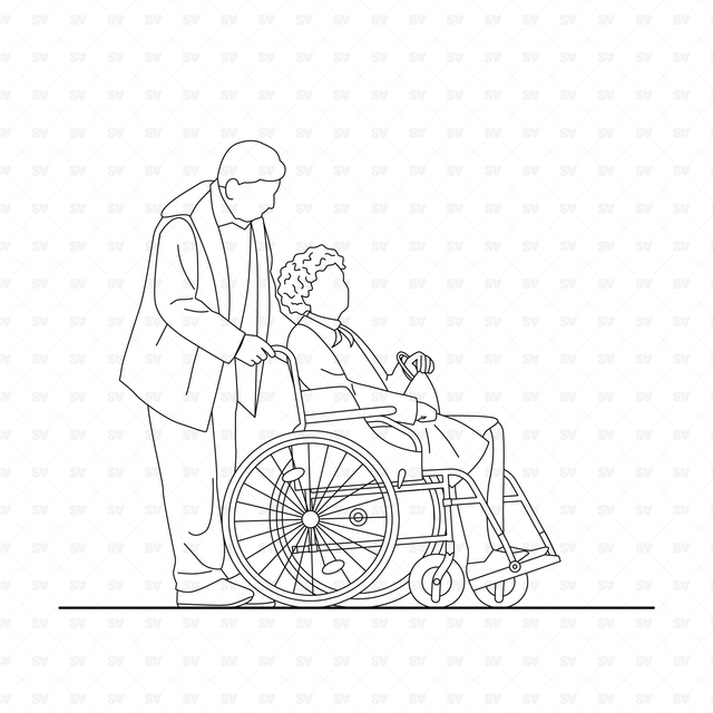CAD and Vector Elderly People Set
