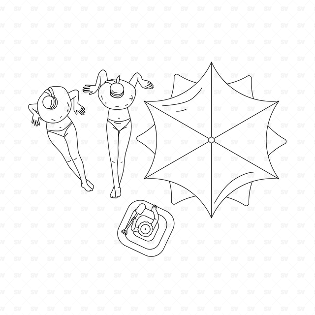 CAD & Vector People on Vacation Set (Top view)