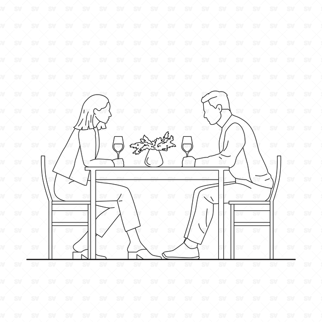 CAD and Vector People Eating Set
