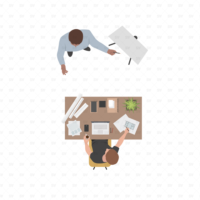 Vector, PNG Office People in Top View Set