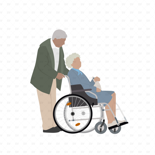 Vector, PNG Old People in Front and Side View