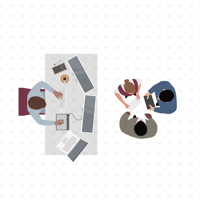 Vector, PNG Office People in Top View Set