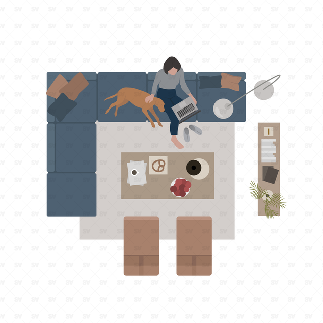 Vector, PNG Living Room Furniture in Top View