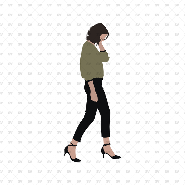 flat vector woman walking
