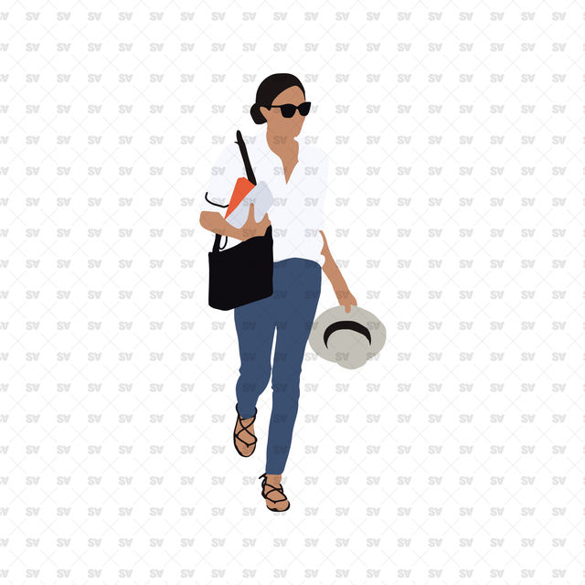 flat vector woman walking