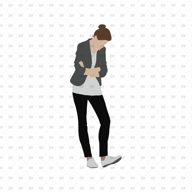 flat vector woman looking down