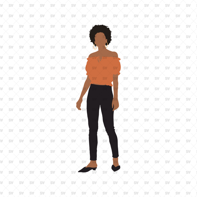 flat vector woman black