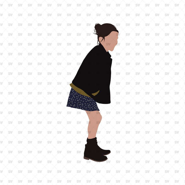 flat vector girl kid