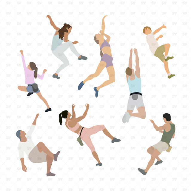 Flat Vector Bouldering People