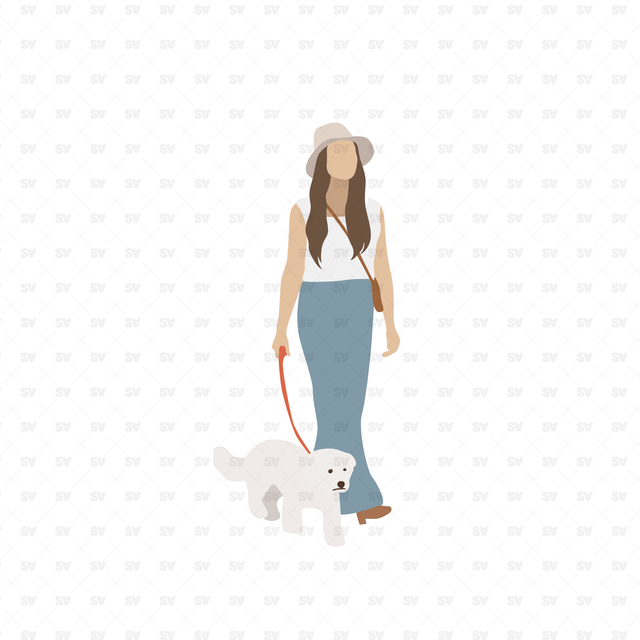 Flat Vector Dogs and their Humans