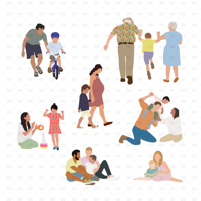 Flat Vector Family Time People