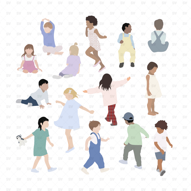 Flat Vector Kindergarten Kids