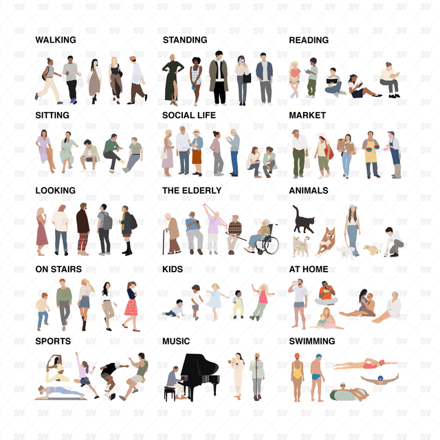 flat vector people architecture