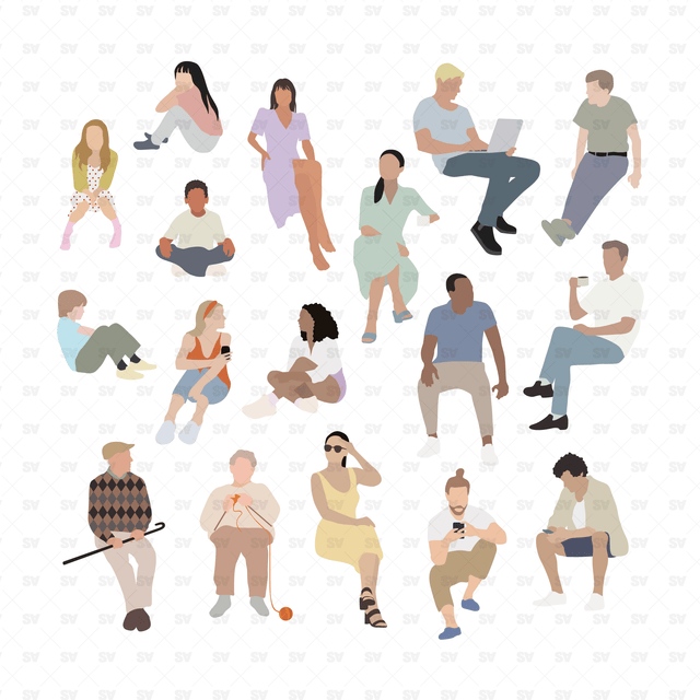 Flat Vector People Sitting