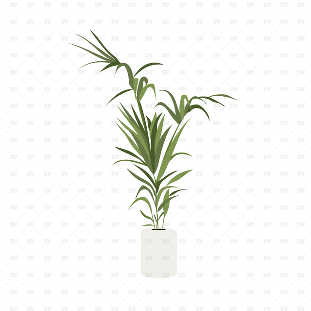 Flat Vector Plants in White Pots