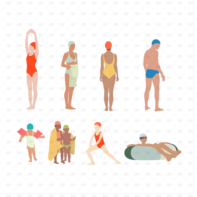Flat Vector Swimming Pool People