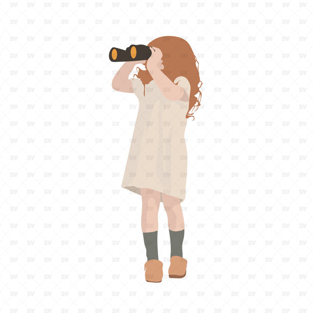 vector girl binoculars