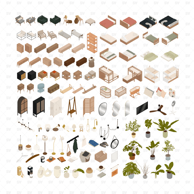isometric vector bedroom furniture