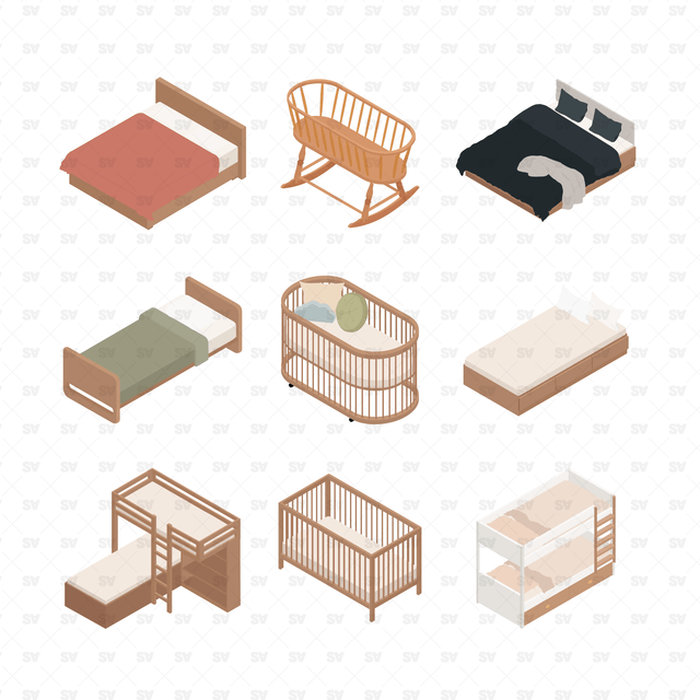 isometric vector bedroom furniture