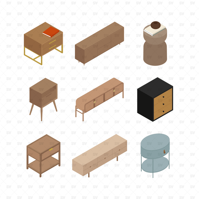 isometric vector bedroom furniture