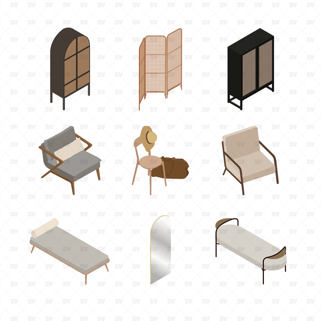 isometric vector bedroom furniture