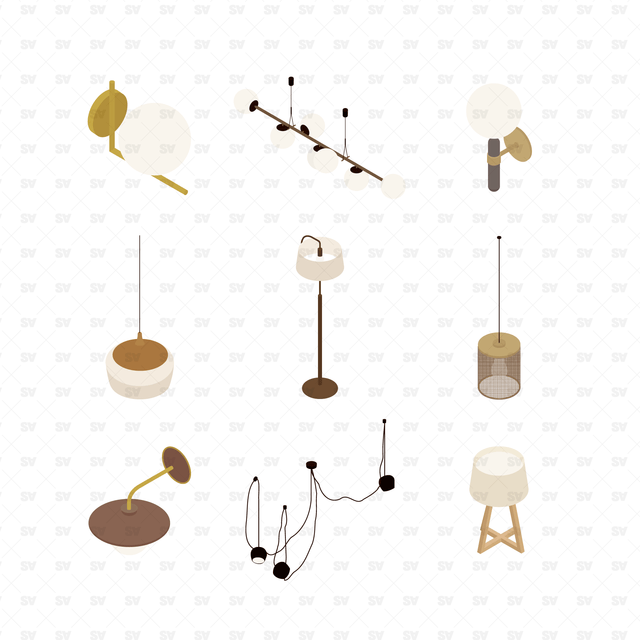 isometric vector lamps