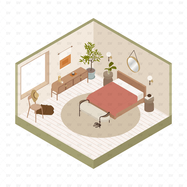 isometric vector bedroom furniture