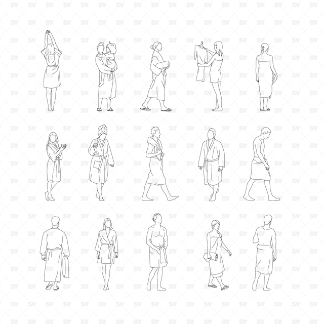 People in the Bathroom cad vector