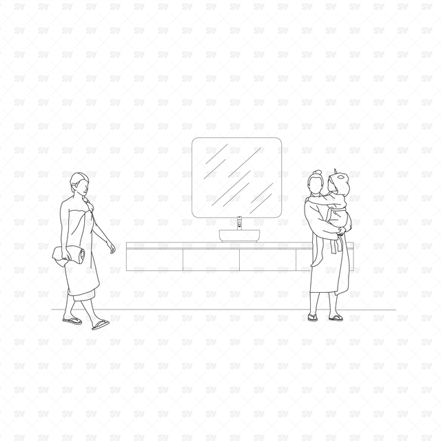 People in the Bathroom cad vector