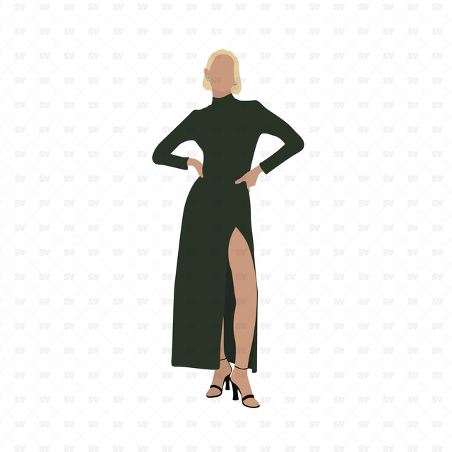 Flat Vector Women in Slit Dresses