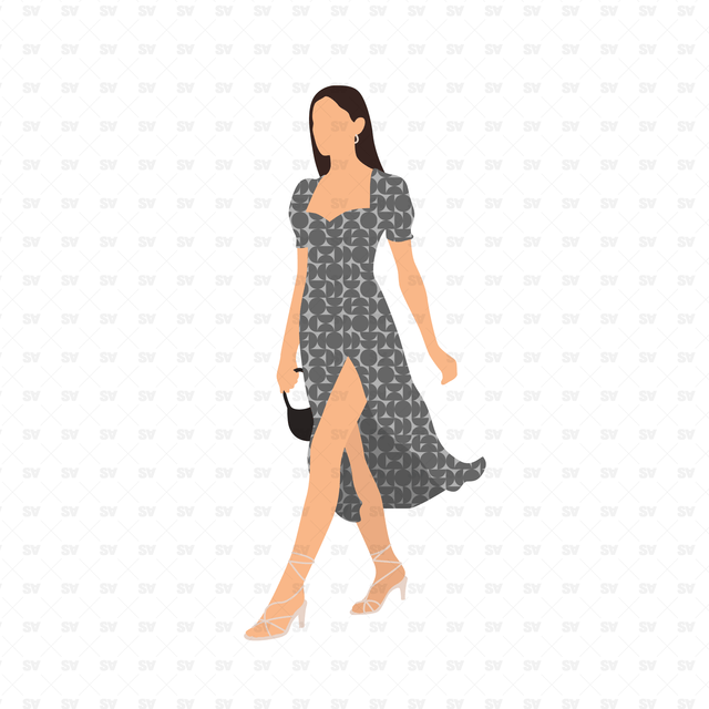 Flat Vector Women in Slit Dresses