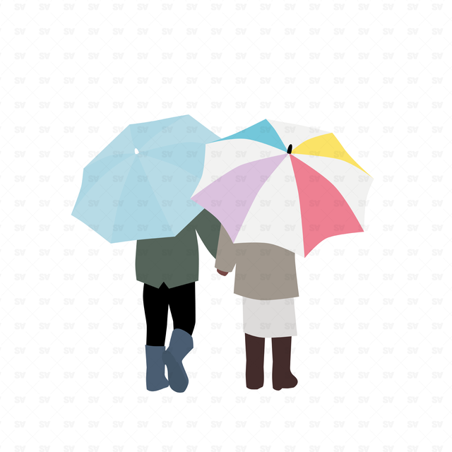 flat vector children with umbrella