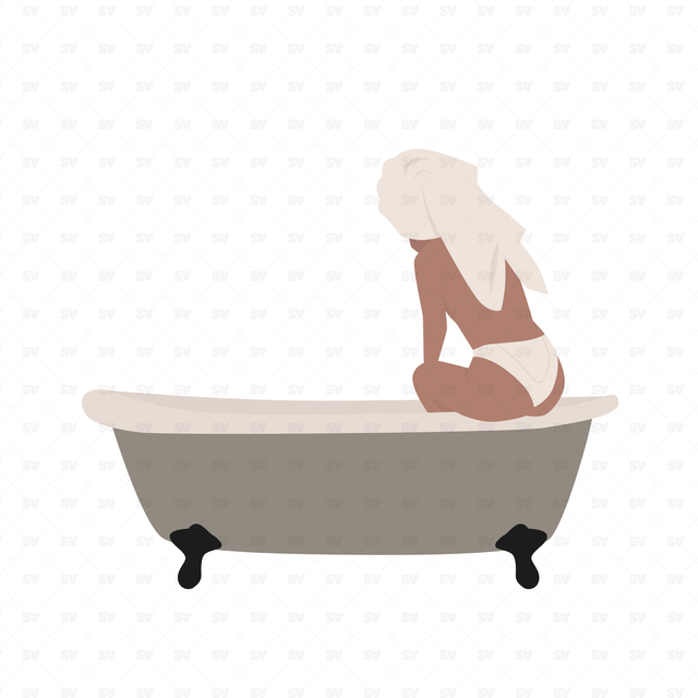 flat vector women bathing