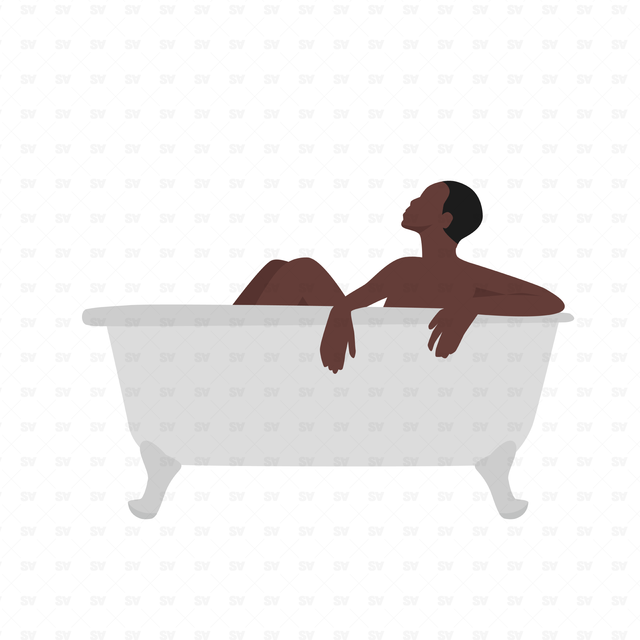 flat vector man bathing