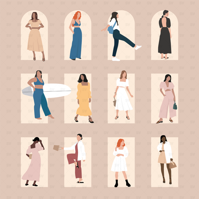 Flat Vector Summertime Women