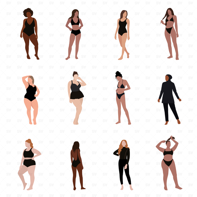Flat Vector Women in Swimsuit