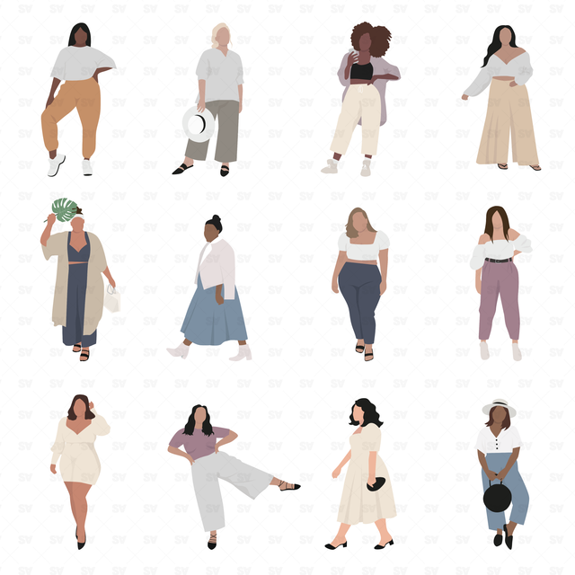vector women fat curvy